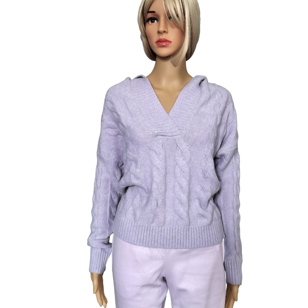 Hippie Rose Light Purple V-Neck Sweater